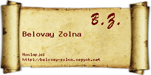 Belovay Zolna névjegykártya
